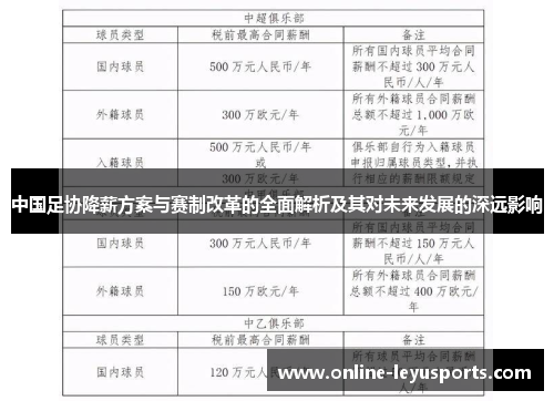 中国足协降薪方案与赛制改革的全面解析及其对未来发展的深远影响 中国足协降薪方案与赛制改革的全面解析及其对未来发展的深远影响