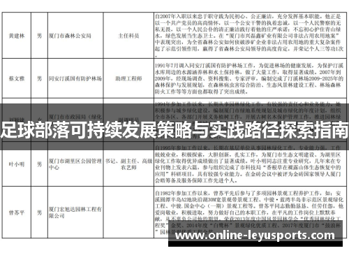 足球部落可持续发展策略与实践路径探索指南